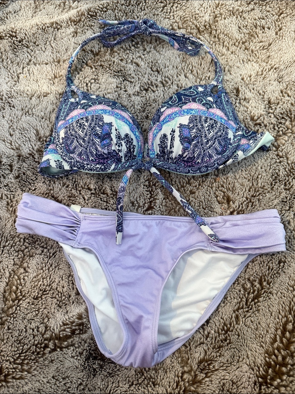 Victoria's Secret Purple Paisley Push-Up Bikini Set